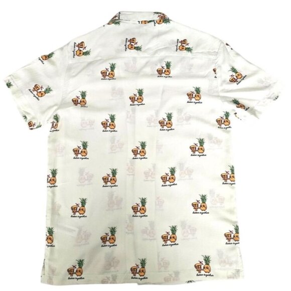 Denim & Flower Better Together Pizza & Pineapple Print Button Front Men's S, NWT - Picture 3 of 15